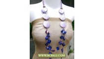Purple Beaded with Wooden Necklaces mix Blue Shells Nuget